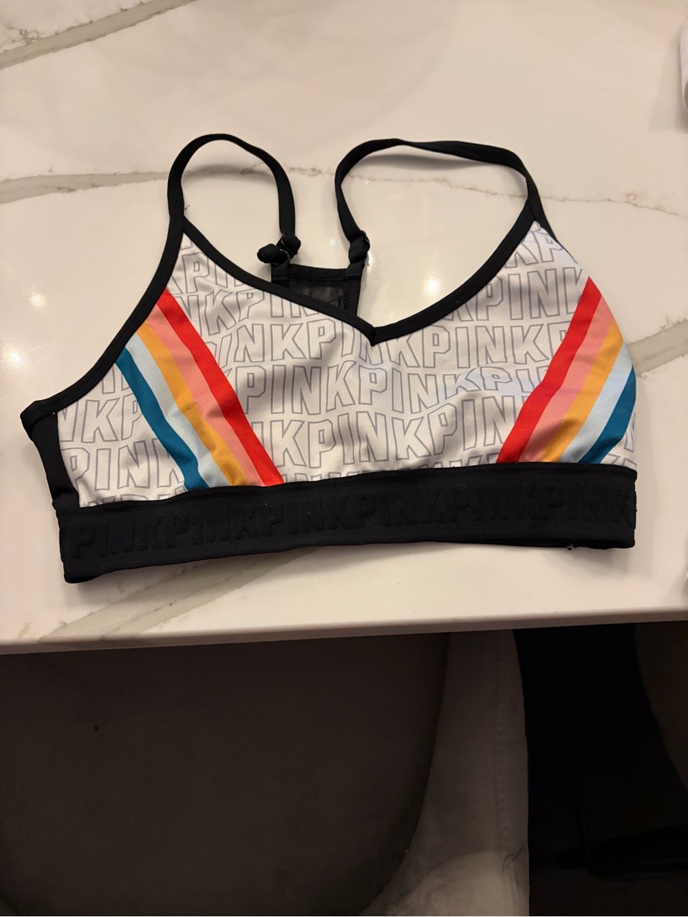Victoria's Secret Black and White Cotton Sports bra PINK size medium
